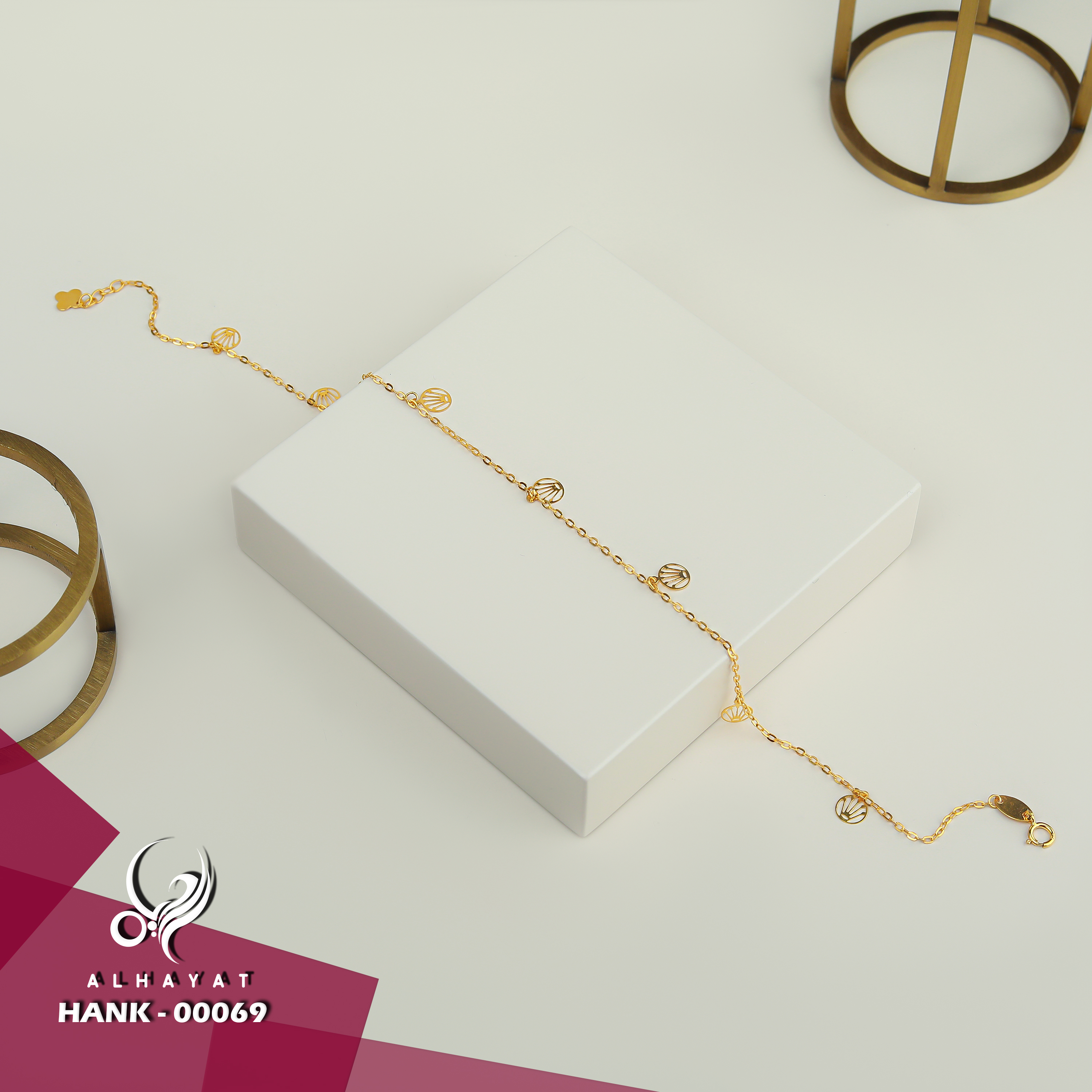 21 karat gold anklet, Turkish made - (H-0862)